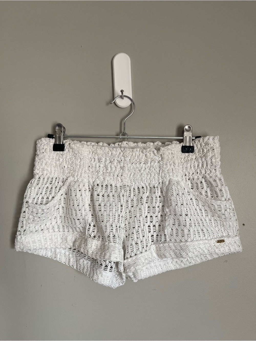 ROXY | White Crochet High Waist Beach Shorts Sz M - Picture 2 of 6